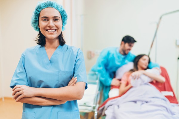 image depicting a midwife